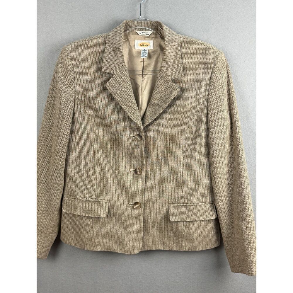 Talbots Size 8 Italian Fabric Brown Herringbone Blazer Jacket
